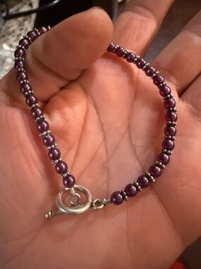 Sterling Silver & Purple Beaded Bracelet